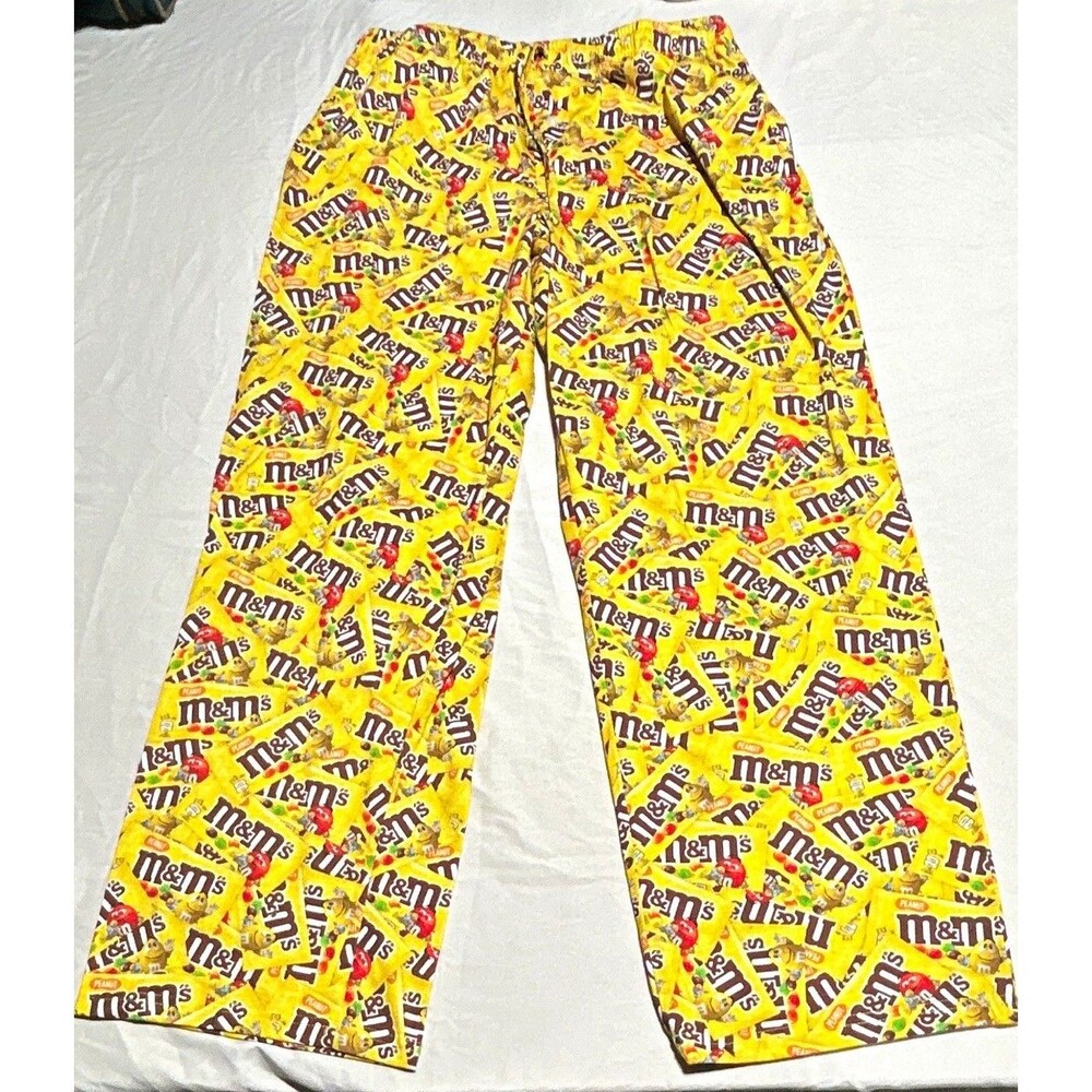 M&M's Candy All Over Print Yellow Pajama Pants Mens Size Large Loungewear Sleep